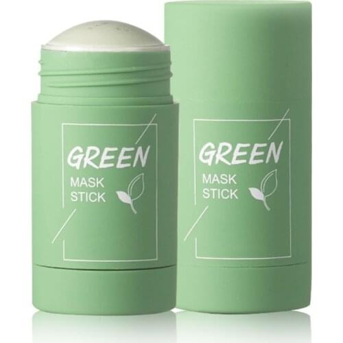 Green Tea Cleansing Solid Mask Purifying Clay Stick Mask Oil Control Anti-Acne Eggplant Skin Care Whitening Care Face