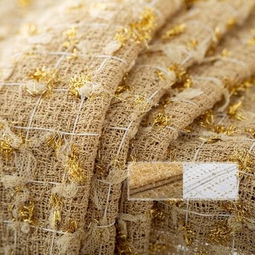 Pearlsilk France Tweed White Style 100%Polyester Garment Materials Spring Suit Dress DIY clothes fabrics Freeshipping