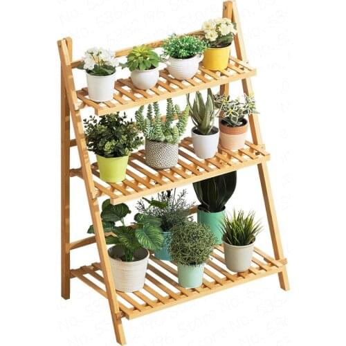 Solid wood flower shelf multi floor decoration frame living room green basin multi color foldable design