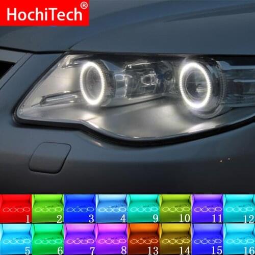 Headlight Multi-color RGB LED Angel Eyes Halo Ring Eye DRL RF Remote Control For Volkswagen VW Touareg 2007 - 2010 Accessories
