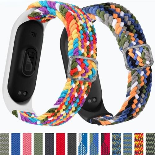 Strap for Mi band 6 bracelet Elastic adjustable Nylon Braided Miband4 miband 5 correa Wristband for xiaomi Mi band 4 3 5 6 strap