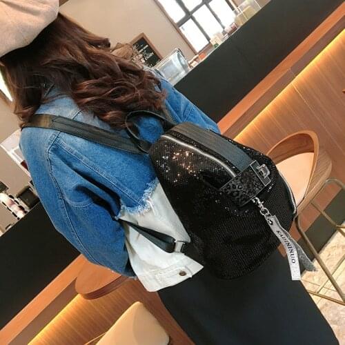 Luxury Brand Women Backpack Designer Leather Shoulder Bag Fashion Sequins Travel Backpack Teenage Girl Large Capacity School Bag