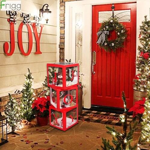 Merry Christmas Transparent Box Ornaments Christmas Decor For Home Cristmas Tree Joy Navidad 2020 New Year Gifts Noel Natal Deco