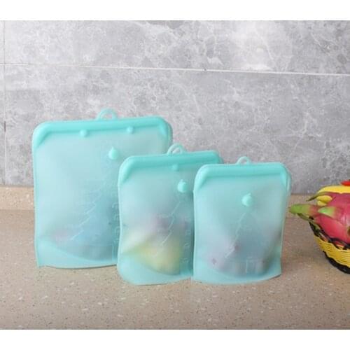 Silicone Food Bag Reusable Leakproof Storage Bag Food-grade Silicone Fresh Bag Containers Food Freezer Snack 500ml/1000ml/1500ml