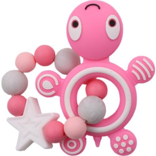 Pacifier) Star Silicone Teether Baby Cartoon Turtle Molar Toy Baby Teether Bite Glue