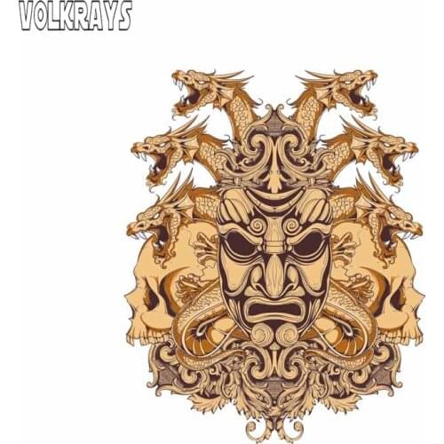 Volkrays Creative Car Sticker Japanese Samurai Dragon Skull Motorcycle Accessories Reflective Waterproof Vinyl Decal,13cm*10cm