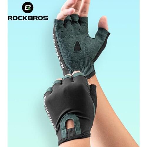 ROCKBROS Cycling Mens Gloves Breathable Shockproof Cycling Gloves Summer Fingerless Gloves MTB Mountain Bicycle Gloves Sports