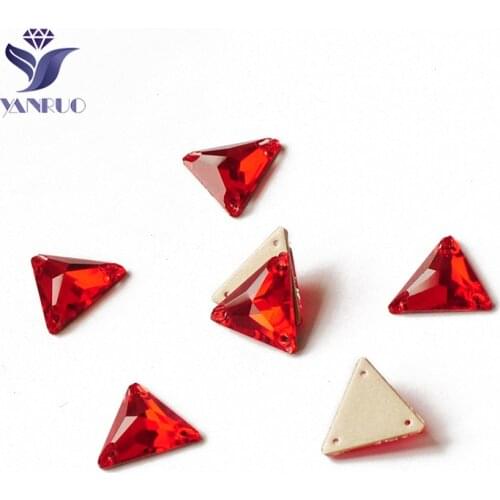 YANRUO 3270 Triangles Light Siam Flatback Crystal Sew On Jewels For Dresses Crystal Clothing Sewable Rhinestones