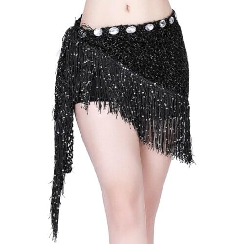 Women Dances Tassel Triangle Belt Shawl Chiffon Hand kerchief H9ED