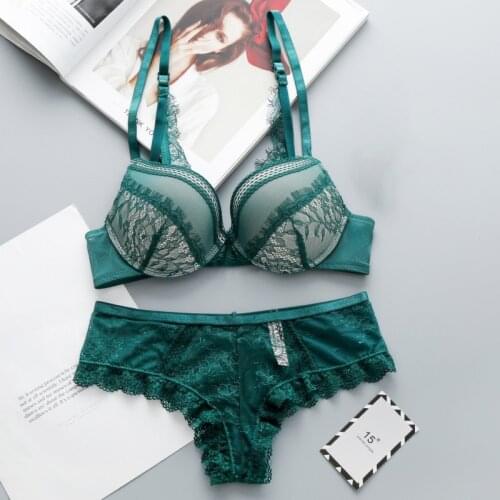 2018 Elegant Women Bra Set Ladies Lace Gathering Bra Sexy Underwear Set