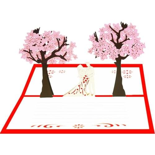 10pcs Wholesale 3D Handmade Sakura Wedding Lover Paper Invitation Greeting Cards Anniversary Engagement Wedding Party Gift