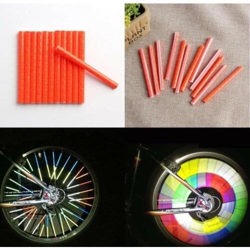 12Pcs Bicycle Mountain Bike Riding Wheel Rim Spoke Mount Clip Reflective Tube Warning Light Strip Bike Strip Reflector