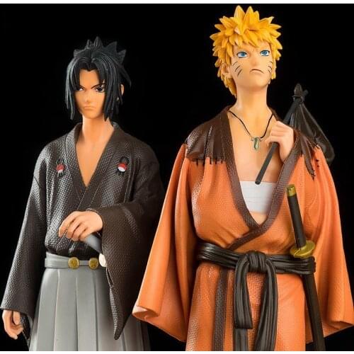 30cm Anime Naruto Shippuden Wafuku Uchiha Sasuke Uzumaki Naruto Manga Statue PVC Action Figure Kimono Collectible Model Toys