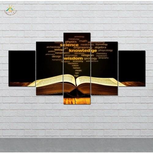 Bible God Book Golden Words Wall Art Canvas Painting Posters and Prints Decorative Picture Decoration Home 5 Pieces