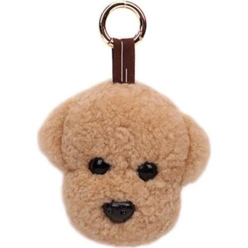 Real Lamb Fur Pompom Keychain Women Fluffy Teddy Dog Puppy Toy Doll Fur Keychain Animal Cute Bag Charms Gift