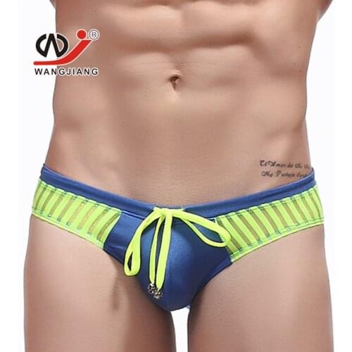 WJ Brand Wholesale Gauze Breathable U Convex Design Sexy Mens Swimming Briefs Spa