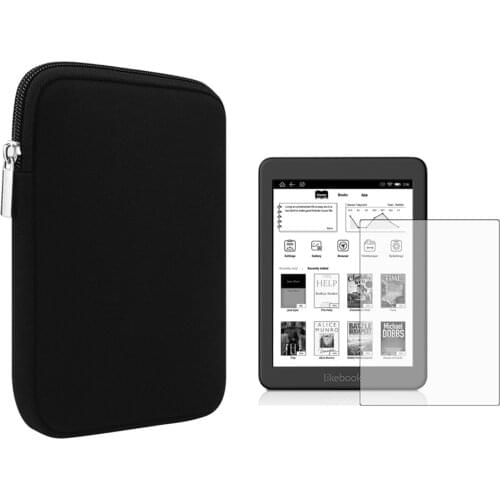 Soft Liner Sleeve Neoprene Pouch Bag Case + Screen Protector Shield Film for Likebook P6 eReader Ebook Accessories