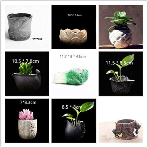 Natural Plant Concrete Pot Molds DIY 3D Cactus Succulents Flower Planter Silicone Cement Mold Home Garden Decorating Craft Mould