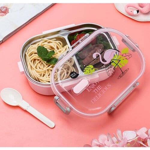 650ml Leakproof Lunch Box Food Containers with Compartments 304 Stainless Steel Lunchbox