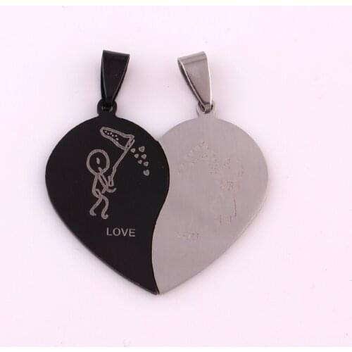 Hot Selling stainless steel couple pendant love shape LOVE YOU men and women couples necklace pendant