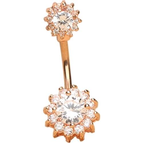 14G Big AAA Shining Zircon Belly Button Ring Piercing Surgical Steel Dangle Navel Body Jewelry Piercings Men Women Drop Shipping