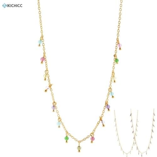 Kikichicc 100% 925 Sterling Silver Multi Rainbow Zircon Charms Beads Chain Choker Crystal Necklace For 2020 Rock Punk Fashion