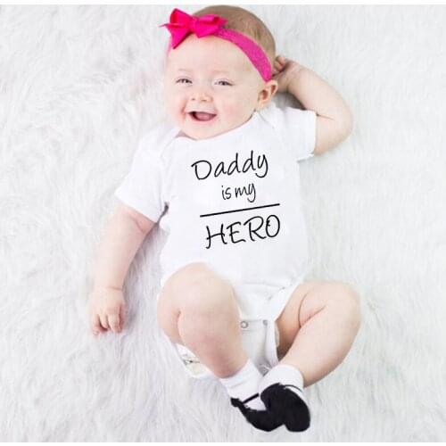 Daddy Is My Hero Printed Newborn Baby Bodysuit Cotton Short Sleeve Rompers Baby Body Boys Girls Clothes Onesie Outfits