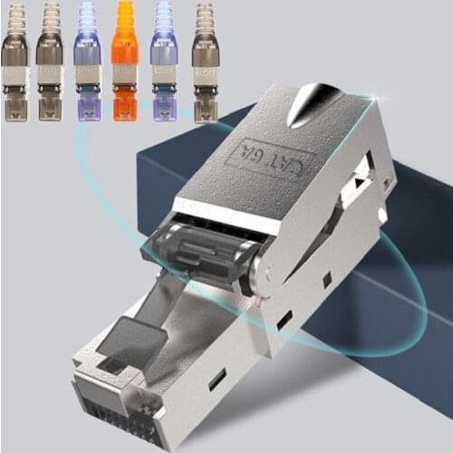 Cat6A/7/8 Rj45 Connector Ethernet Plug Adapter Tool-Free Crimping Shielded Crystal Head 8P8C Network Ethernet Cable Plug