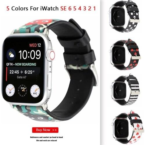 Elves Leather Strap For Apple Watch Band 6 3 38mm 42mm lovely Belt Bracelet For iWatch Bands serie SE 6 5 4 40mm 44mm Watchband