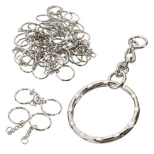 DIY 10Pcs Silves Tone Keyring Blanks Key Chains Split Rings with 4 Link Chain Hot New