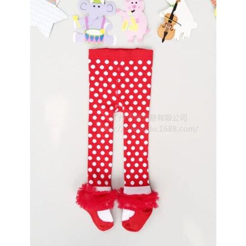 Fashion Red And Pink Winter bleu girls leggings Lace Christmas girls pantyhose Stripe Dot girls leggings