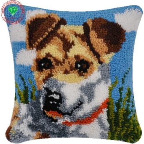 Dog Latch hook rug kit Diy Pillowcase Cross-stitch carpet cushion Patchwork diy embroidery pillowcase thread Craft Home Decor