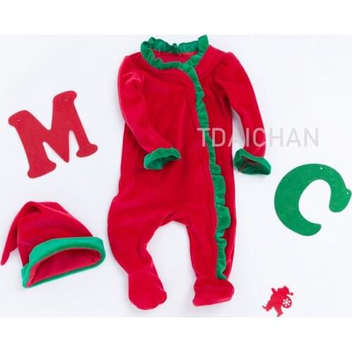 New 2022 Baby Solid Color Coral Fleece Long-sleeved Jumpsuit Hat Suit Christmas Baby Buckle One-piece Romper Cute Christmas