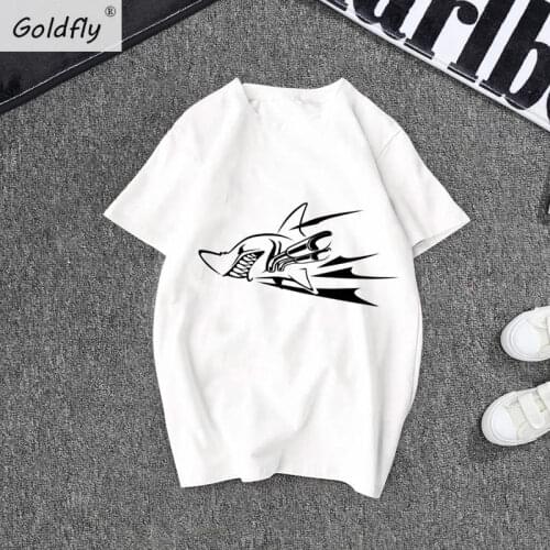 New Cotton Tshirt shark Print Short Sleeve Tops & Tees Fashion Casual Couple T Shirt