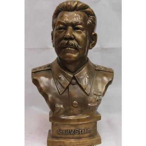 Wholesale factory Chinese Folk Brass Copper Bronze Made Colossus Leader losif V stalin Head Statue 25% off