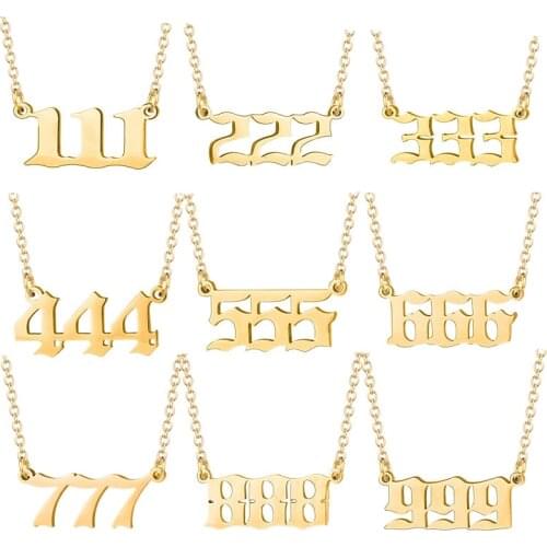 Stainless Steel Angel Number Necklace 111 222 333 444 555 666 777 888 999 For Women Men Lucky Number Chain Necklaces Jewelry