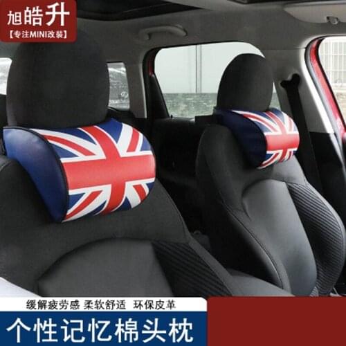 1pcs union jack Car headrest Car neck pillow Memory Foam Seat headrest for BMW MINI cooepr one F55 R55 F56 R60 R61 F60 jcw
