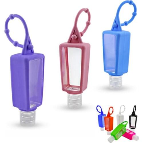 1Pc 30ml Empty Hand Sanitizer Travel Small Size Holder Hook Keychain Carriers Bottles Reusable Portable Refillable Bottles
