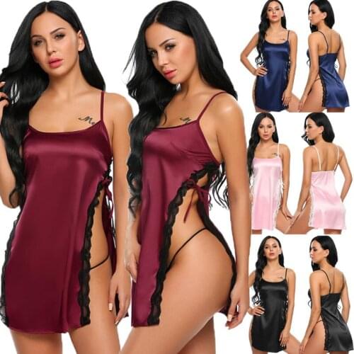 Sexy Lingerie Women Lace Up Hot Erotic Babydoll Lace Robe Mini Dress Underwear Nightdress Sleepwear