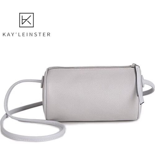 Shoulder Bag 2021 First Layer Cowhide Female Shoulder Bag Strap Round Bucket Bag Crossbody Bag Boston Pillow Cylinder