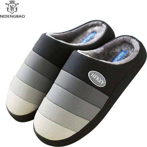 Winter Warm Plush Slippers Waterproof Slippers Woman Men Indoor Slippers Lovers Home Slipper Thick Sole Femael Kitchen Shoes