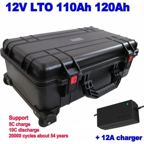 Waterproof 12V 110ah 120ah LTO Lithium Titanate Battery Pack For Mobility Scooter Forklift UPS RV EV Golf Buggy + 12A Charger