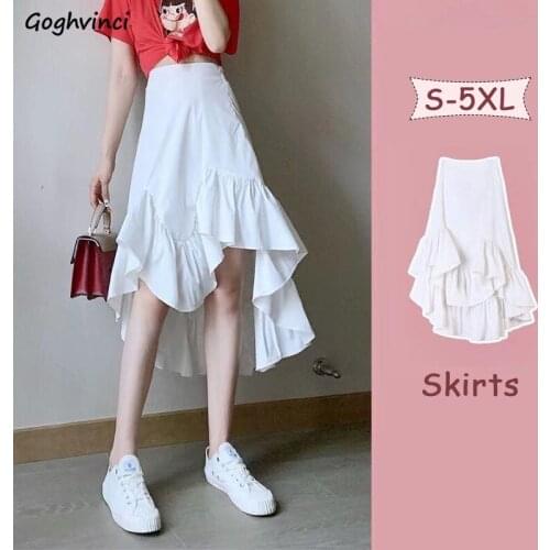 Skirts Women Oversize Tender Temperament Solid Ruffles Fashion Korean Style Casual Design A-line All-match Streetwear Loose Chic