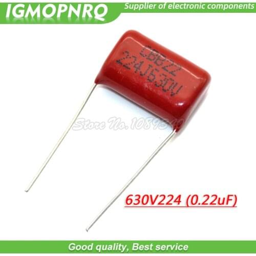 10PCS 630V224J 0.22UF Pitch 15mm 224 630V 220nf CBB 630V224J-P15 Polypropylene film capacitor