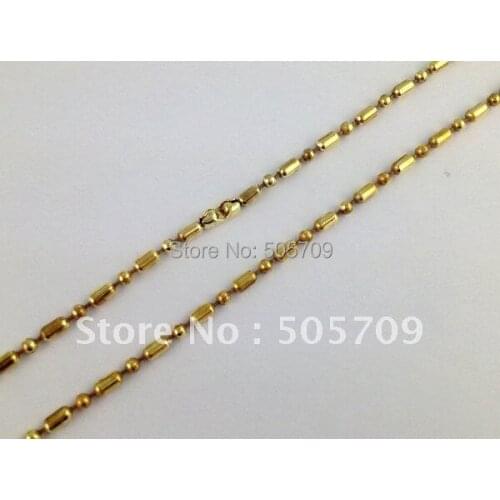 10PCS Gold Color plate oval/ball bead chain necklaces 24" #20797