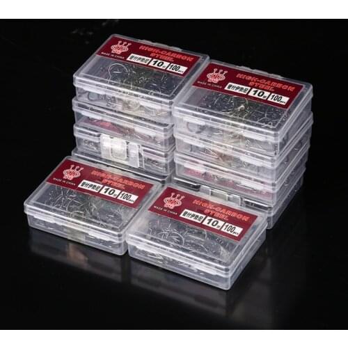 100 Pcs/Box High Carbon Steel Fishhooks barbed Hook Lake River Ocean Fishing Fishhooks High Efficiency Barbed Fishing Hooks TT