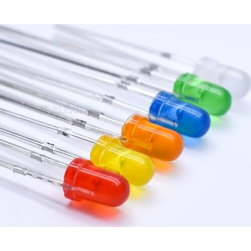 100pcs/bag 3mm Led Color Lens Diffuse White Red Yellow Orange Blue Green Led In Diodes Through Hole 0.06w Lamp Diy Kit