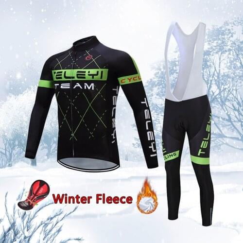 2021 Winter Cycling Jersey Bib Set Men Thermal Fleece Mountain Road Bike Clothing Warm Suit Male Bicycle Clothes Sport Suit Kit