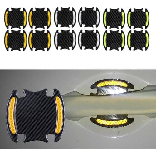4Pcs Anti Scratch Reflective Car Door Handle Bowl Protective Sticker Strips Universal