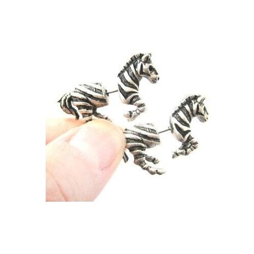 6Piece/set New Style Hot Sale Lovely 3d Fake Gauge Zebra Horse Animal Earrings Fine Jewelry for Ladies and Girls